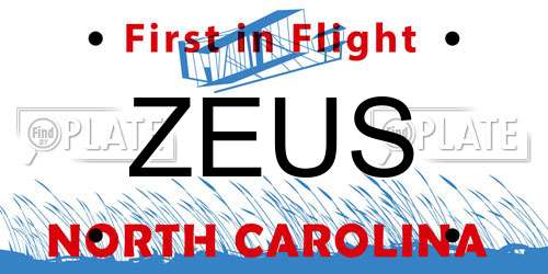 ZEUS North Carolina License Plate