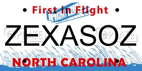 ZEXASOZ North Carolina License Plate