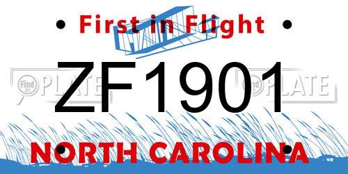 ZF1901 North Carolina License Plate