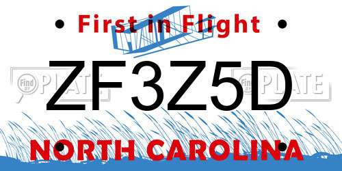 ZF3Z5D North Carolina License Plate