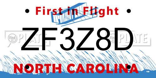 ZF3Z8D North Carolina License Plate