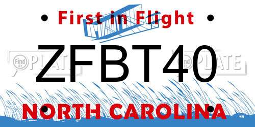 ZFBT40 North Carolina License Plate