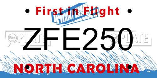 ZFE250 North Carolina License Plate
