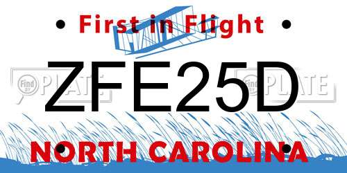 ZFE25D North Carolina License Plate