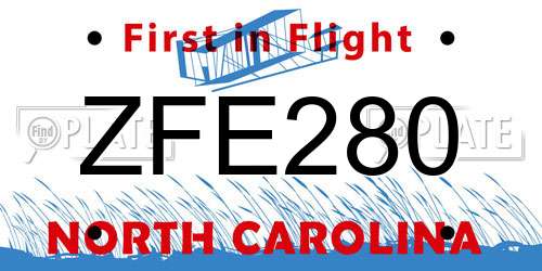 ZFE280 North Carolina License Plate
