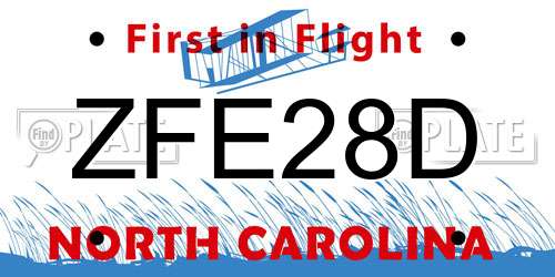 ZFE28D North Carolina License Plate