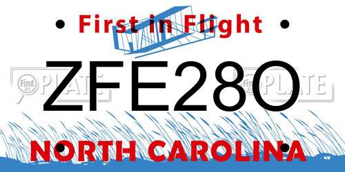 ZFE28O North Carolina License Plate