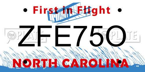ZFE75O North Carolina License Plate