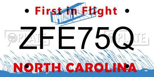 ZFE75Q North Carolina License Plate