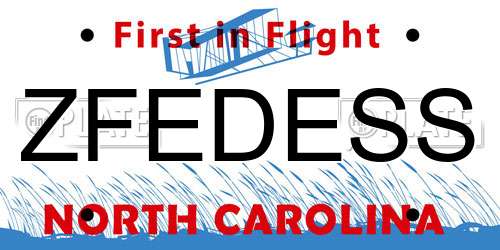 ZFEDESS North Carolina License Plate