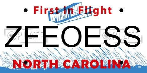 ZFEOESS North Carolina License Plate