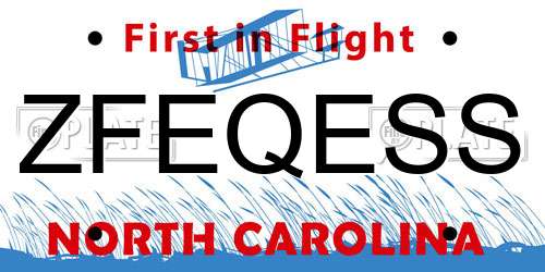 ZFEQESS North Carolina License Plate