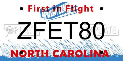 ZFET80 North Carolina License Plate