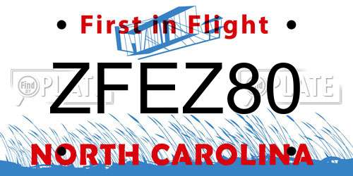 ZFEZ80 North Carolina License Plate