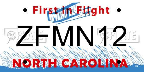 ZFMN12 North Carolina License Plate