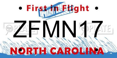 ZFMN17 North Carolina License Plate