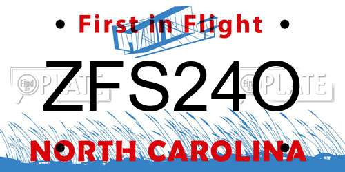 ZFS24O North Carolina License Plate