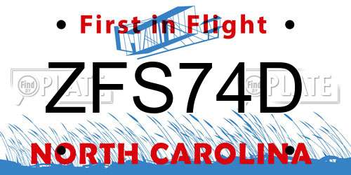 ZFS74D North Carolina License Plate