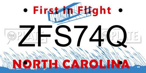 ZFS74Q North Carolina License Plate