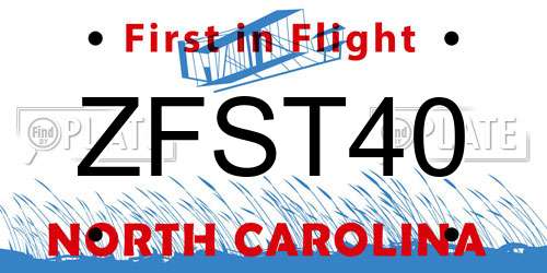 ZFST40 North Carolina License Plate