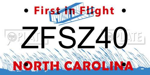 ZFSZ40 North Carolina License Plate