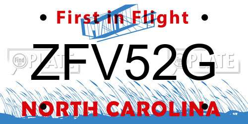 ZFV52G North Carolina License Plate