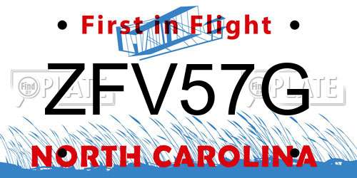 ZFV57G North Carolina License Plate
