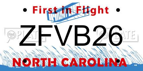 ZFVB26 North Carolina License Plate