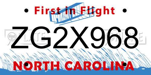 ZG2X968 North Carolina License Plate