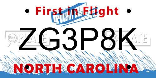ZG3P8K North Carolina License Plate