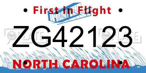 ZG42123 North Carolina License Plate