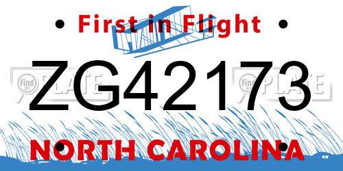 ZG42173 North Carolina License Plate