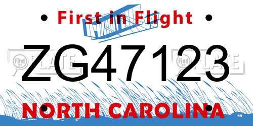 ZG47123 North Carolina License Plate