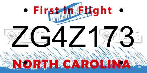 ZG4Z173 North Carolina License Plate