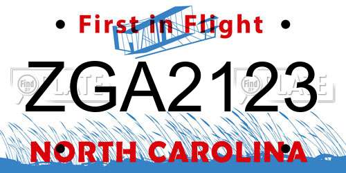 ZGA2123 North Carolina License Plate