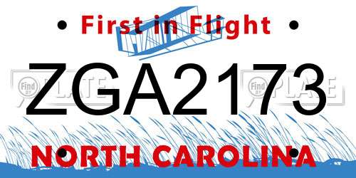 ZGA2173 North Carolina License Plate