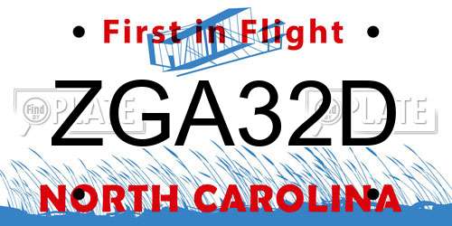ZGA32D North Carolina License Plate