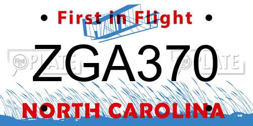 ZGA370 North Carolina License Plate