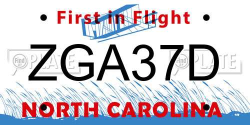 ZGA37D North Carolina License Plate