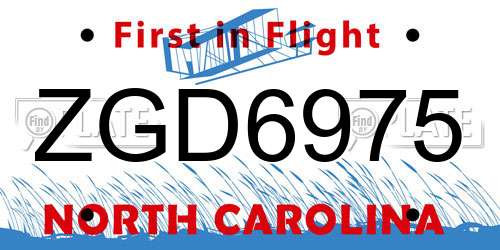 ZGD6975 North Carolina License Plate