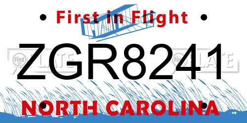 ZGR8241 North Carolina License Plate