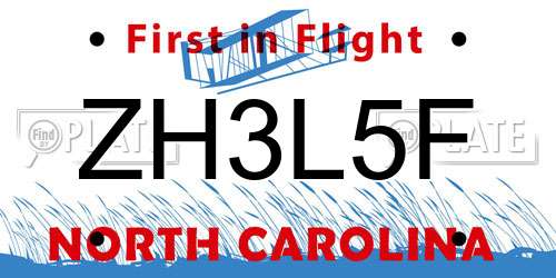 ZH3L5F North Carolina License Plate