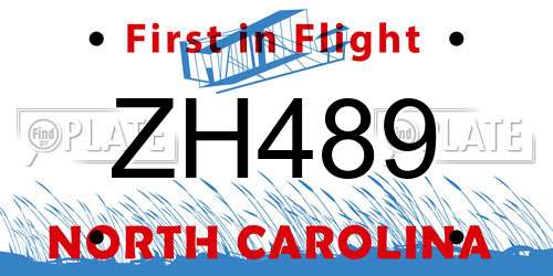 ZH489 North Carolina License Plate