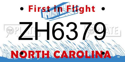 ZH6379 North Carolina License Plate