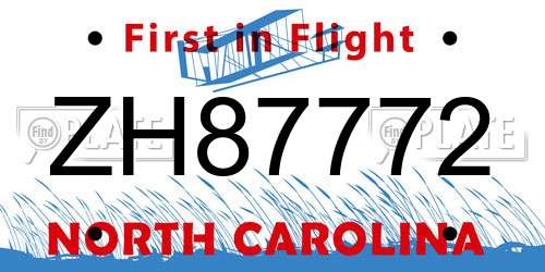 ZH87772 North Carolina License Plate
