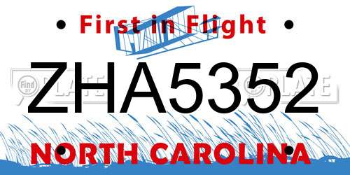 ZHA5352 North Carolina License Plate