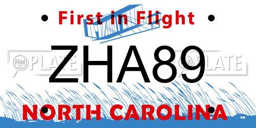 ZHA89 North Carolina License Plate