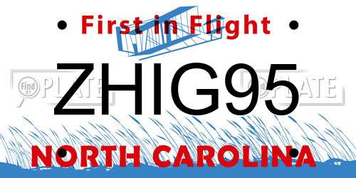 ZHIG95 North Carolina License Plate