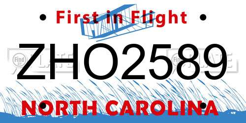 ZHO2589 North Carolina License Plate