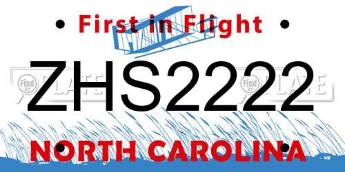 ZHS2222 North Carolina License Plate